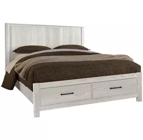 Lodge and Loft Soft White Queen Radius Storage Poster Bed