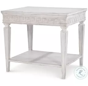 Natalie Antiqued White Side Table