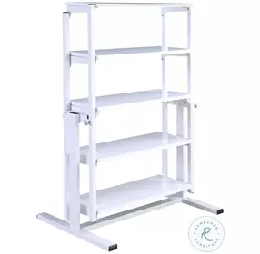 8473 Gloss White Bookshelf Convertible Dining Table