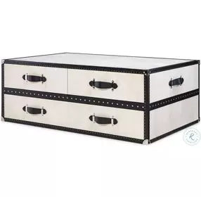 Hawkins Real Vellum And Black Leather Cocktail Trunk