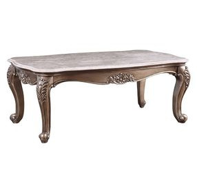 Jayceon Gray and Champagne Rectangular Marble Top Cocktail Table