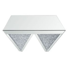 Noralie Silver and Gray Square Glass Top Coffee Table