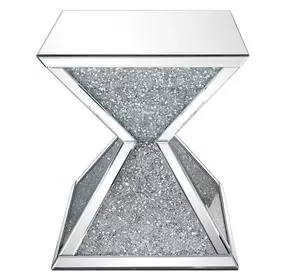 Noralie Silver and Gray Square Mirrored Top End Table