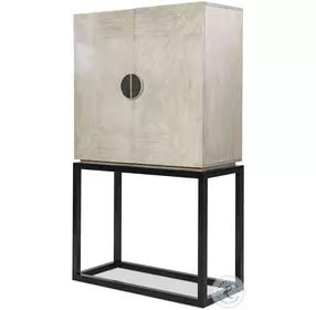 Alistar Cerused Oak And Metal Bar Cabinet