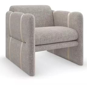 Cigar Club Oatmeal and Gray Performance Fabric Upholstered Accent Chair