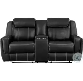 Littleton Black Double Reclining Loveseat with Center Console