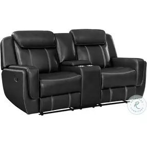 Littleton Black Double Reclining Loveseat with Center Console