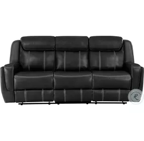 Littleton Black Double Reclining Sofa with Center Drop Down Cup Holders