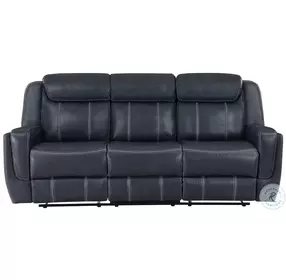 Littleton Blue Double Reclining Sofa with Drop Down Table