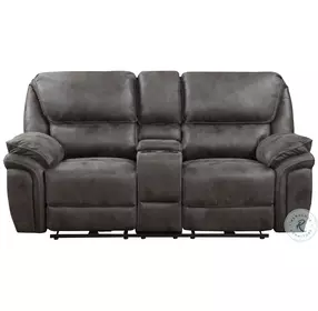 Proctor Gray Double Power Reclining Console Loveseat