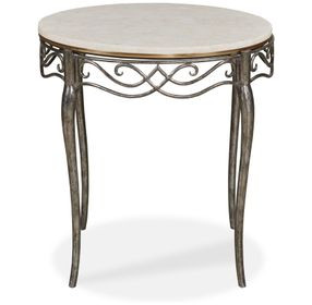 Maeve Cream and Gray Round Side Table