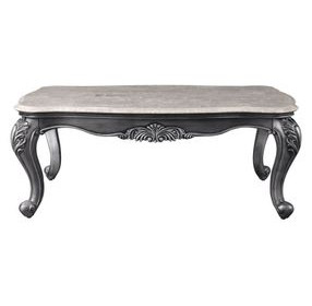 Ariadne Gray and Platinum Rectangular Marble Top Cocktail Table