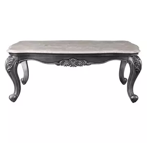 Ariadne Gray and Platinum Rectangular Marble Top Cocktail Table