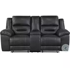 Hazen Black Double Reclining Loveseat with Center Console
