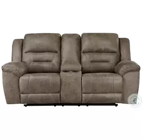 Hazen Brown Double Reclining Console Loveseat