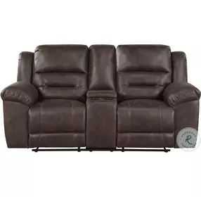 Hazen Dark Brown Double Reclining Loveseat with Center Console