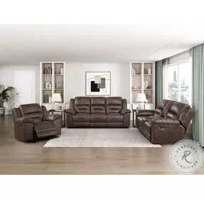 Hazen Dark Brown Double Reclining Living Room Set
