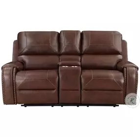 Newnan Brown Double Glider Reclining Console Loveseat