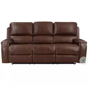 Newnan Brown Double Reclining Sofa with Center Drop-Down Cup Holders