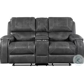 Newnan Gray Double Glider Reclining Loveseat with Center Console