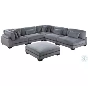 Traverse Gray 6 Piece Modular Sectional With Ottoman
