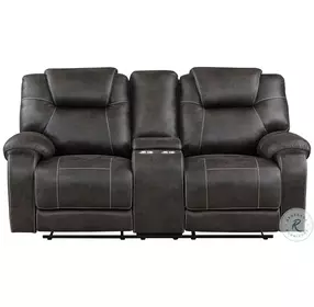 Gainesville Chocolate Double Reclining Loveseat with Console