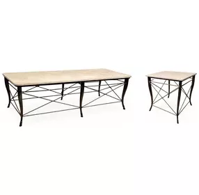Belvedere Beige and Gray Rectangular Occasional Table Set