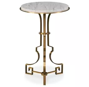 Ferrin White and Gold Marble Top Round Accent Table
