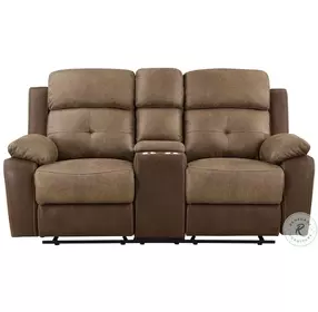 Glendale Brown Double Glider 73" Reclining Console Loveseat