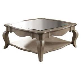 Chelmsford Antique Taupe Square Glass Top Cocktail Table