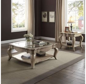 Chelmsford Antique Taupe Glass Top Occassional Table Set