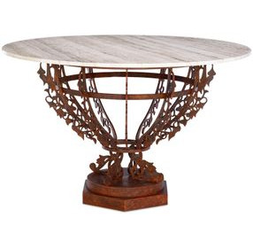 Venetian Cream and Brown 50" Round Center Dining Table