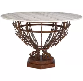 Venetian Cream and Brown 50" Round Center Dining Table