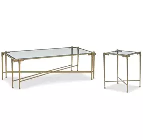 Iron Transparent and Gold Rectangular Occasional Table Set