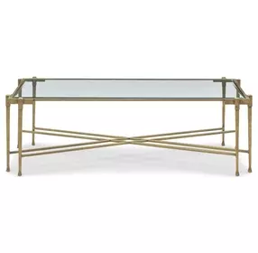 Iron Transparent and Gold Rectangular Glass Top Coffee Table
