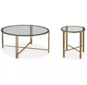Kensington Transparent and Gold Round Occasional Table Set