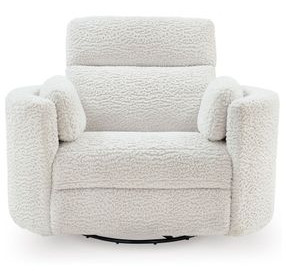 Raemondi Silver Swivel Glider Rocker Power Recliner with USB Charging and Pillows