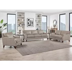 Camden Stone Leather Living Room Set