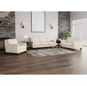 Sherwyn Vanilla Leather Living Room Set