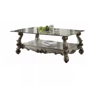 Versailles Antique Platinum Rectangular Glass Top Cocktail Table