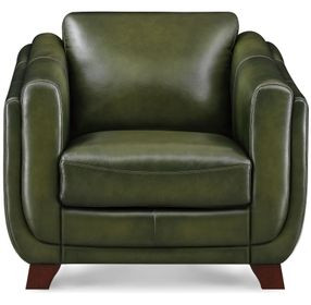 Godfrey Forrest Green Leather Upholstered Lounge Chair