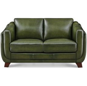 Godfrey Forrest Green Leather 64" Loveseat