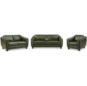 Godfrey Forrest Green Leather Living Room Set