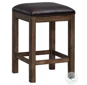 Lennox Weathered Chestnut Upholstered Console Stool