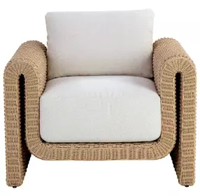 Ravina Louis Cream Performance Fabric Upholstered Outdoor Arm Chair
