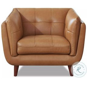 Sorella Cinnamon Brown Leather Upholstered Accent Chair