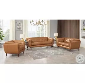 Sorella Cinnamon Brown Top Grain Leather Living Room Set