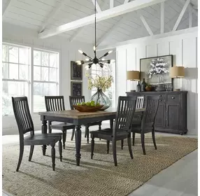 Harvest Home Chalkboard and Brown 7 Piece Extendable Rectangular Dining Set