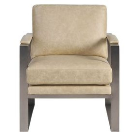 Corbin Nehir Sand Leather Upholstered Accent Chair