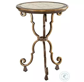Aria Mahogany Wood And Bronze Chairside Table